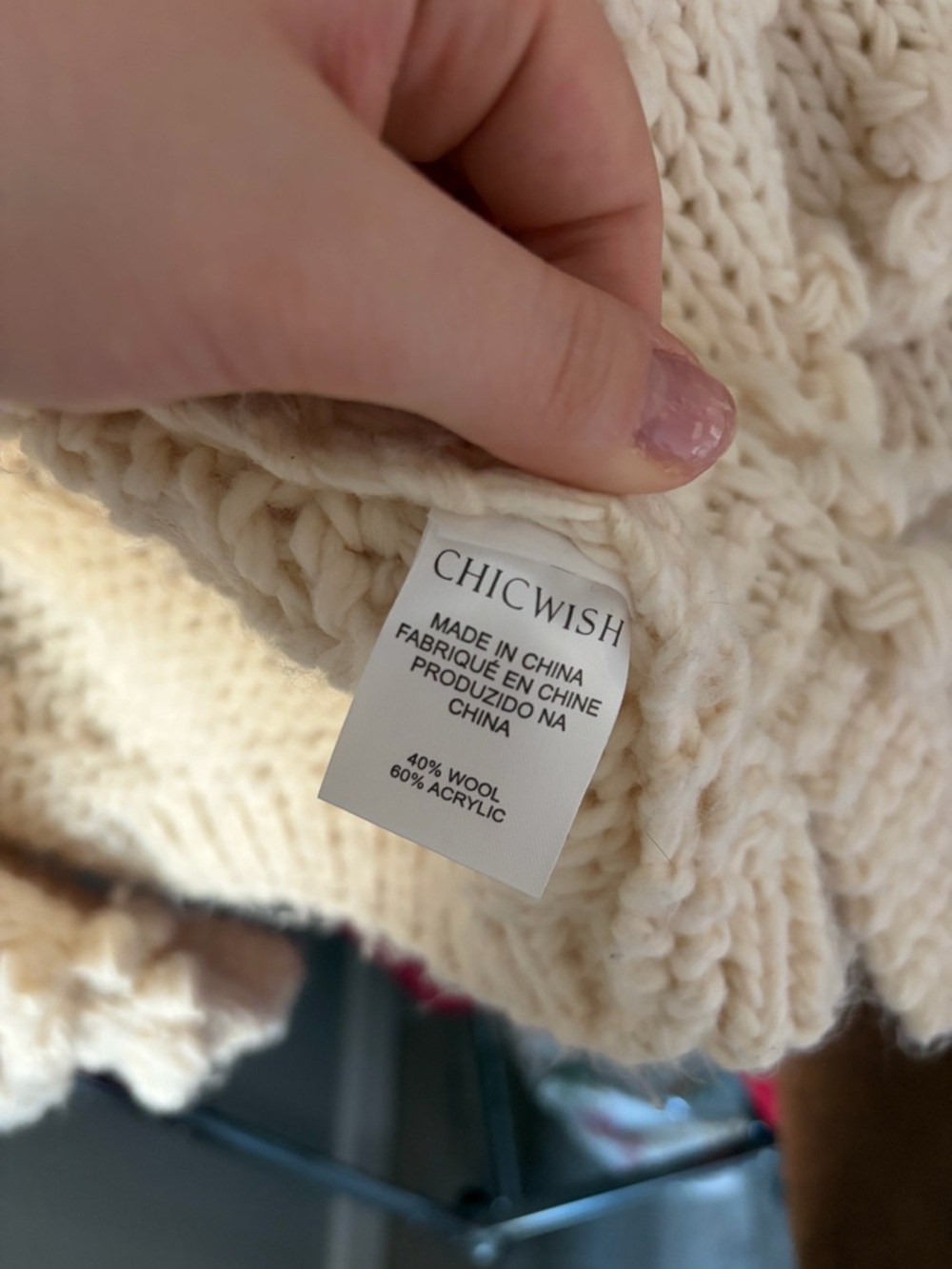 Chunky Ivory Bobble Knit Cardigan - Picture 5 of 5